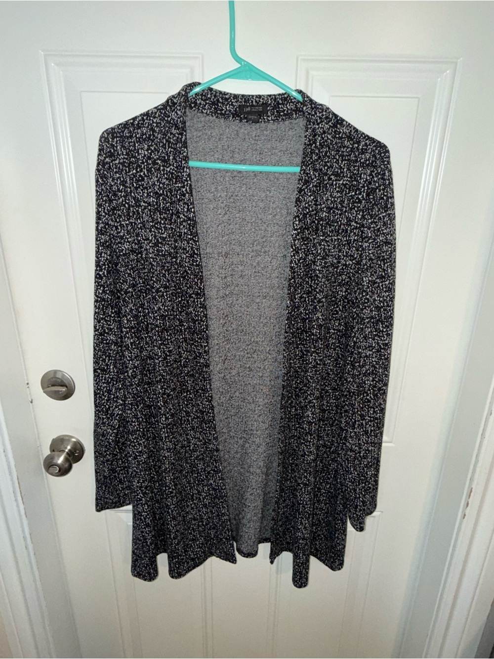 J. Jill Black & White Marled Open-Front Cardigan